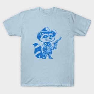 Sheriff Raccoon in Blue - Wild West Adventure Vintage Design T-Shirt